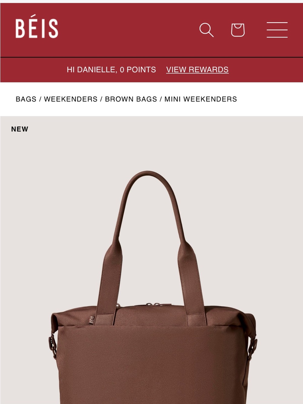 BÉIS Brown Mini Weekender Bag